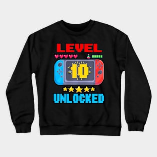 10th Birthday  Level 10  Video  Birthday Crewneck Sweatshirt